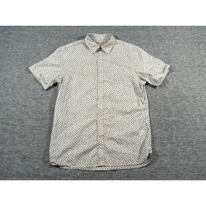 All Saints Cardtridge Shirt Mens Small White Short Sleeve Black Grey Circles